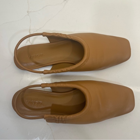 Vince Leather Slingback Square Flats - Picture 2 of 6